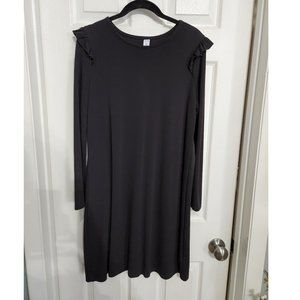 Ponte knit long sleeved ruffle shoulder sheath dress TALL